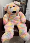 Vntg 1999 TY JUMBO Beanie Buddy Peace Bear Beanie Baby Plush Tye Dye 42" Huge XL