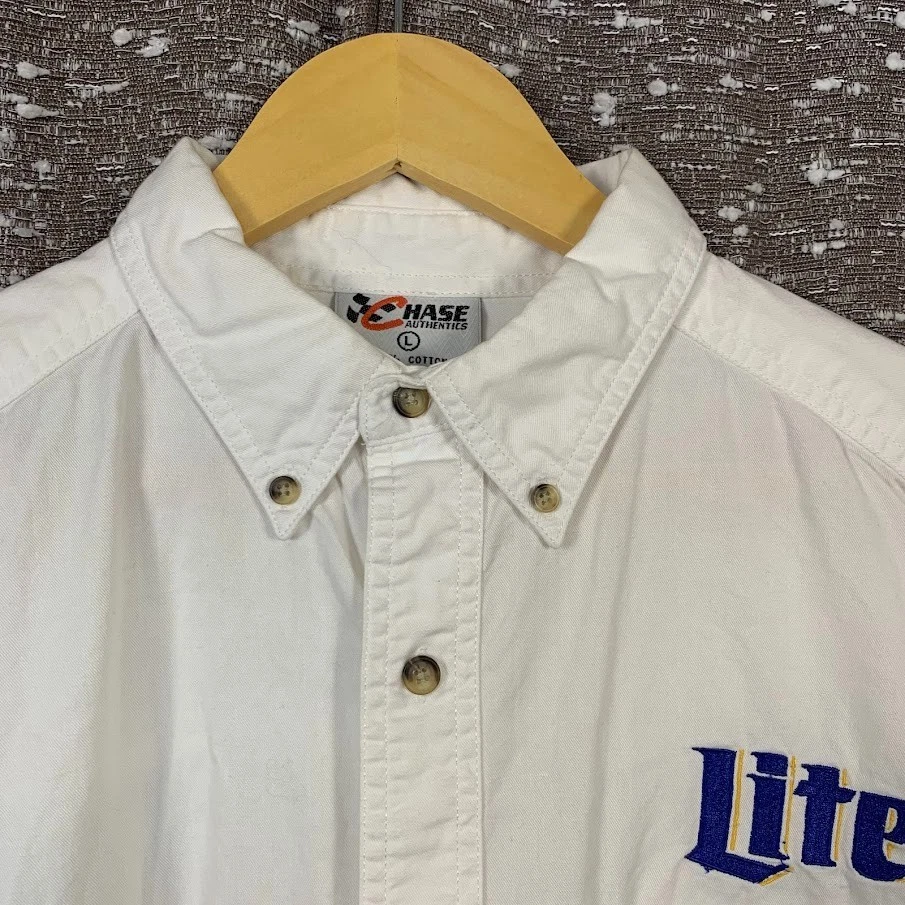 Chase Authentics Button Down Shirt Miller Lite Rusty Wallace Nascar Men's Large - Image 4 of 4