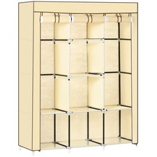 HOMCOM Fabric Wardrobe with Rails & Shelves - Modern Storage