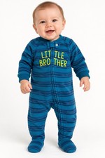 Carter s Child of Mine Newborn Baby Boy Fleece Footed Sleeper Little Brother
