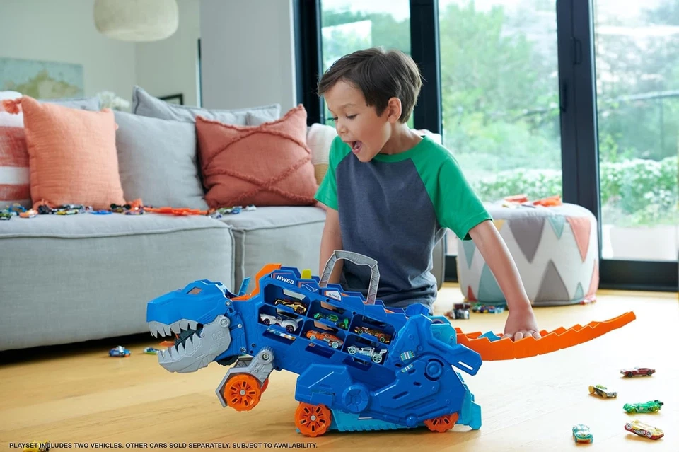 Hot Wheels City Toy Car Track Set, Ultimate T-Rex Transporter, Hauler... - Image 2 of 4