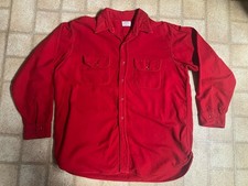 Vintage 50s 60s Sears RoeBuck Sanforized Red Button Work Shirt Men's L 16-16.5