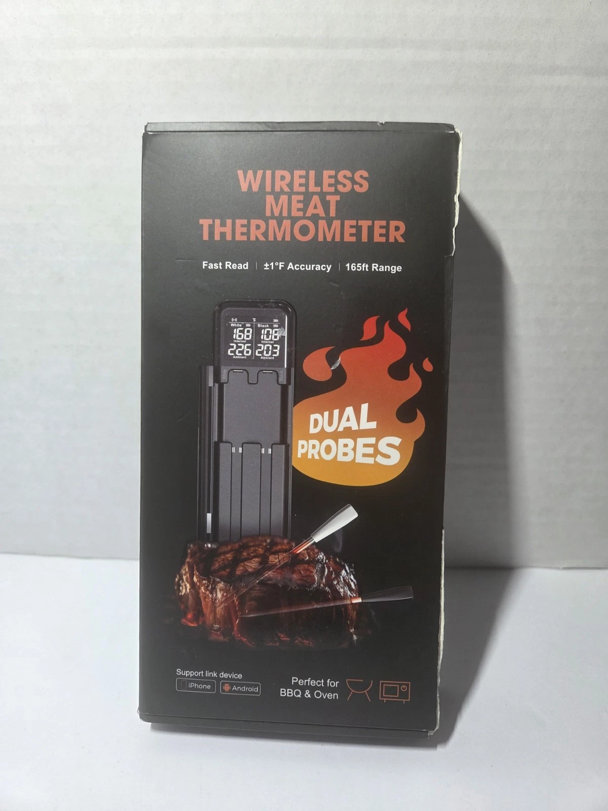 Wireless Meat Thermometer DT-136 Dual Probe Bluetooth 165ft Range IPX7 BBQ Oven
Opens in a new windo