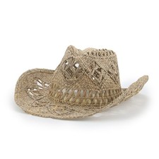 Handmade rolled brimmed Malan grass hat with hollowed out ethnic style Cowboyhat