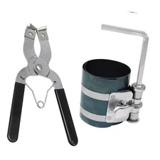 Adjustable New Piston Install Tool w/ Wrench - 2-1/8" to 7" Ring Compressor