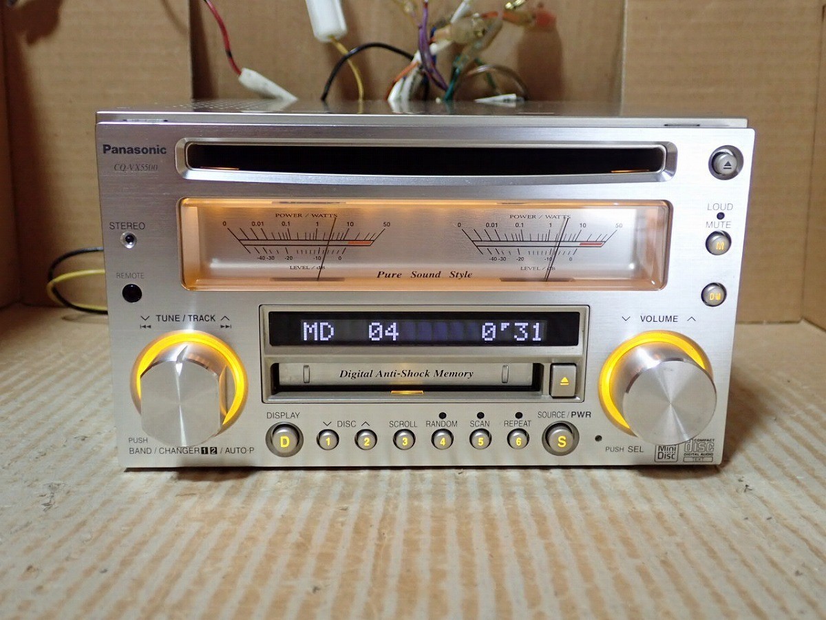 Panasonic CQVX-5500 CD・MDデッキ Panasonic CQ-VX5500D CD MD player Tested Very rare item From