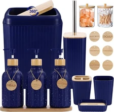 Navy Blue Bathroom Accessories Set 17PCS Bath Set, 
