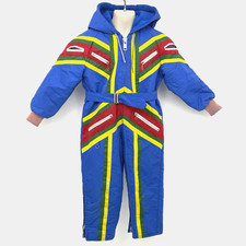 Vtg 80's Montgomery Ward Kids Ski Suit Multicolor Winter Snowsuit Size 5 Retro
