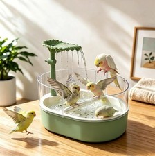 Tropical Rainforest-Style Parrot Shower Bird Bath Leaf Outlet 3-Level Indoor