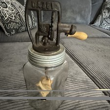 DAZEY No. 40 Butter Churn 1 Qt Glass Jar Hand Crank w/ Metal Lid