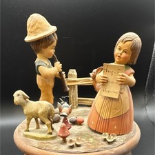 Vintage Hand-Carved ANRI Music Box “Children & Animals” Playing “Wonderful Guy”