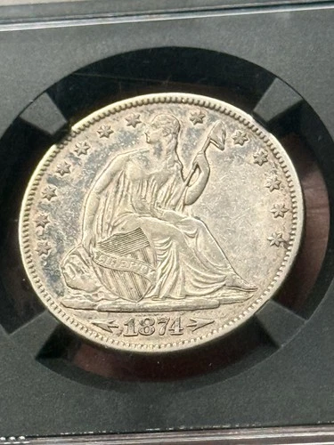 1874 SEATED LIBERTY 50C ARROWS NGC XF40  Nice & Original Coin. ~Vaultbox~ Slab