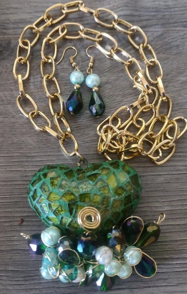 набор воротников de corazón, aretes vitral mexicano, Lote de 8 комплектов mayoreo ручной работы. - Изображение 2 из 4