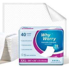 WhyWorry Extra Large Disposable Bed Pads 30" x 36", Super Absorbent Leakproof...