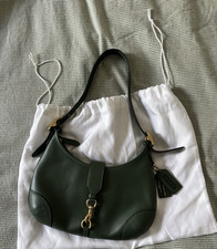 Coach Hamptons Hobo Green Leather Shoulder Bag with Gold Hardware and Dust Bag