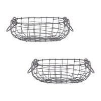Degawo 2Er Set Draht Korb -KLEIN- Oval L=27,4 Cm Griffe Dekoration Garten Eisen