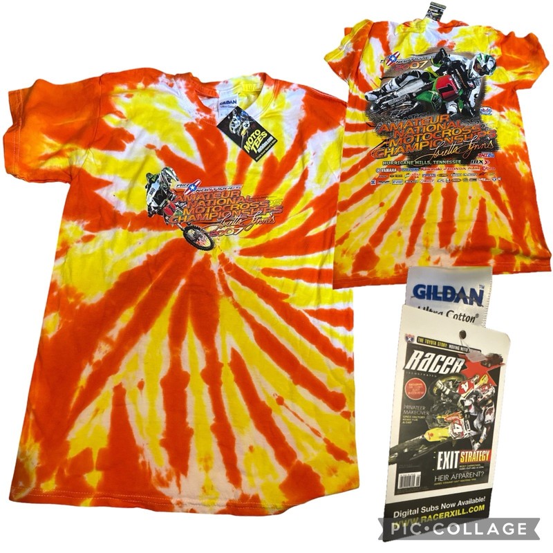 Loretta Lynn's 2007 National Motocross Tie Dye T-Shirt XL Tie-Dye Blue Gildan