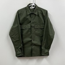 Vintage US Military Shirt Mens 15.5x35 Green OG 507 Utility Dura Press Army