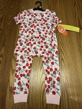 Wonder Nation Girls Cute 2pc Pajama Set Size 4T Strawberry Print Sleepwear NWT