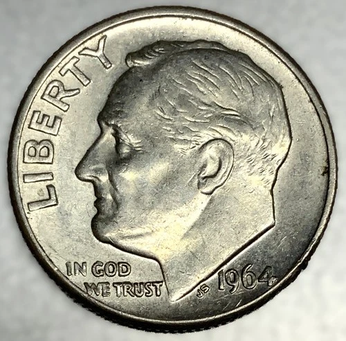1964-D Roosevelt Dime - Circulated Condition - 90% Silver - US Coin - 3102