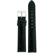 Watch Band Crocodile Grain Black Glossy Quick change 12mm -  22mm