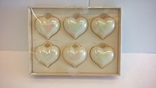 Kurt Adler Santa's World Box Set 6 Christmas Ornaments Plastic Iridescent Heart