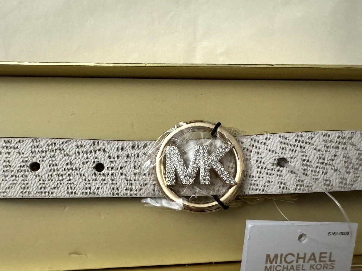 NWT-MICHAEL KORS Women\'s Metallic Logo Belt - silver Michael Kors - Brandclub - Michael Kors Womens Rhinestone  main image 4