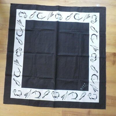Pure Linen Tablecloth Made in Poland 35.5'' Square MANA New Zealand B&W Kiwi Bird