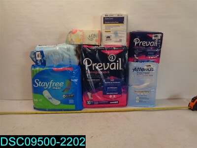 Qty = 7 Packages Mix Lot Stayfree Prevail, SureCare, Attends & Softdise