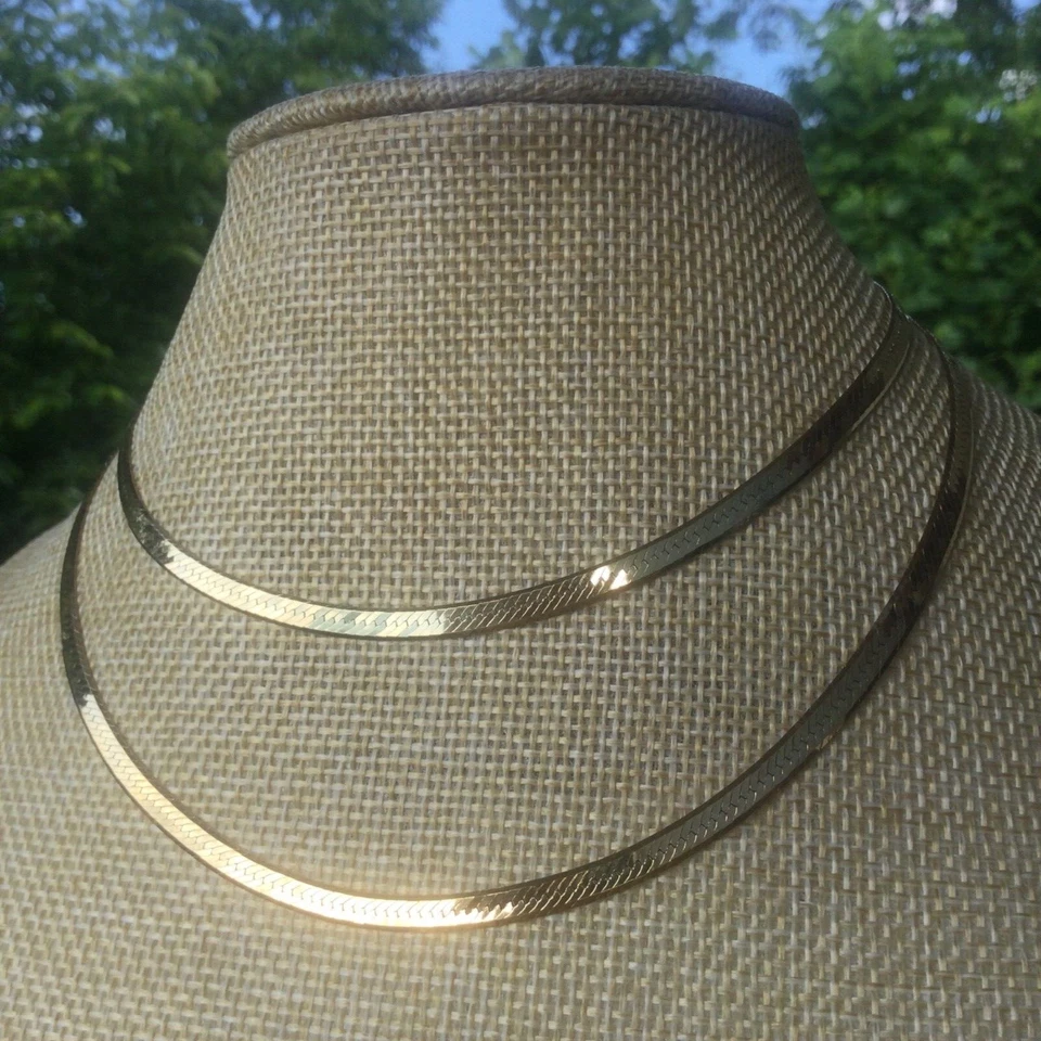 Cadena de espiga DANECRAFT oro sobre plata de ley 925 30", 4 mm, vintage WOW Foto 2 de 4