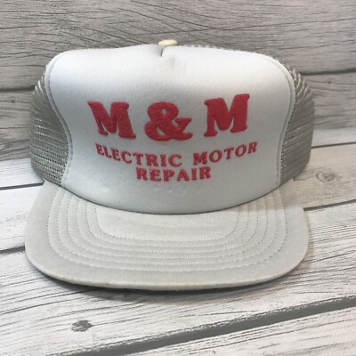 M&M Electric Motor Trucker Hat Cap Snapback Grey Mesh Back