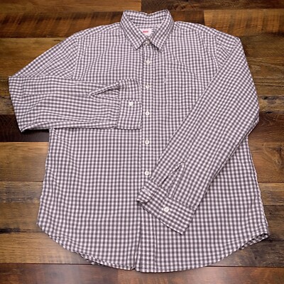 Levis Shirt Adult Large Gray Front Pocket Check Button Up Mens