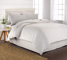 Luxurious Queen Bamboo Duvet Cover Set - 100 Organic, Soft  Cooling, White