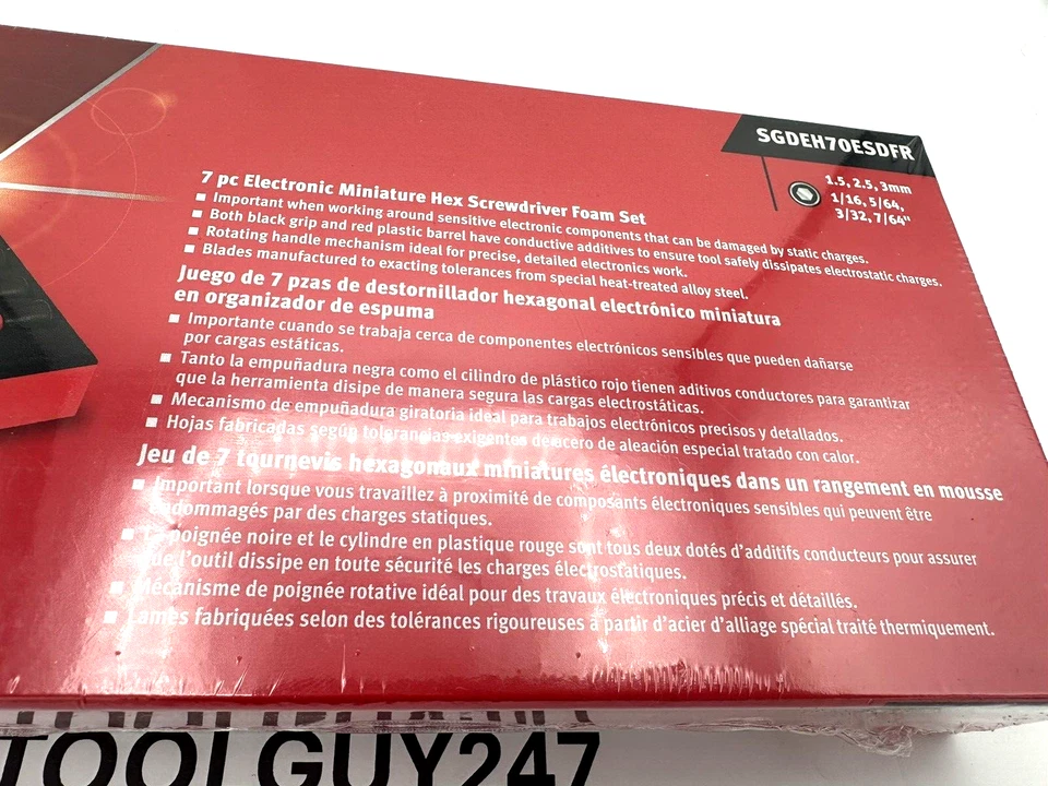 SNAP ON TOOL 7Pc Electronic Miniature Hex Screwdriver RED FOAM Set SGDEH70ESDF+ - Image 3 of 4
