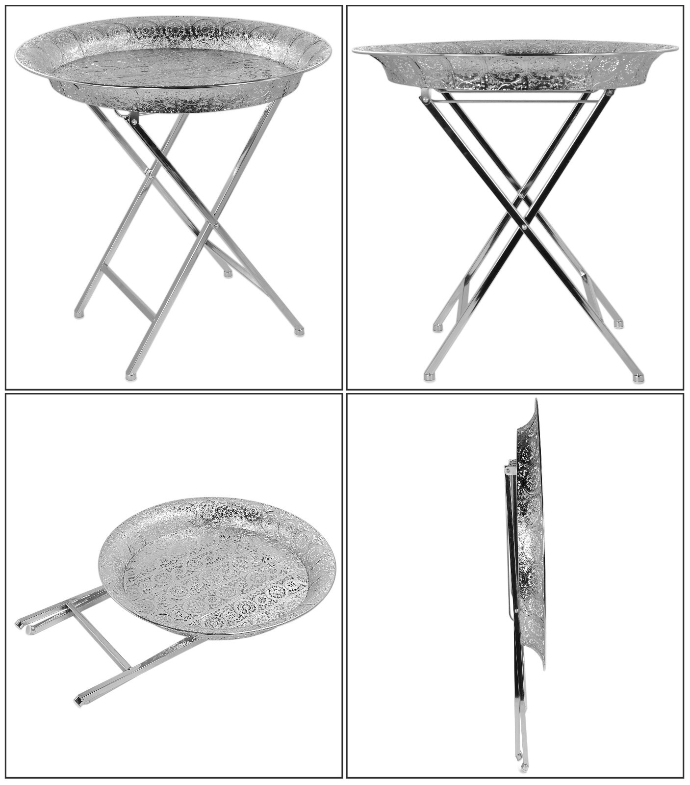 Orientalischer Beistelltisch aus Metall Ø54cm Wohnzimmer Sofa Couch