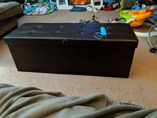 43" L Folding Storage Ottoman Bench with Flipping Lid, Faux Leather Storage Ches