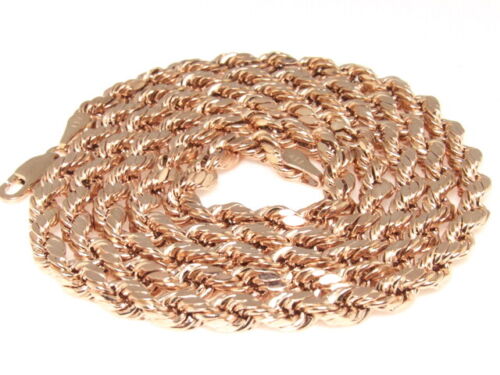 Men's Ladies Real 14K Rose Gold Solid Rope Chain 6MM 18"-28" - Afbeelding 3 van 5