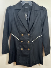 Kivenst High Fashion Dress Coat Girls Size XL Black Double Breasted Lined NWT