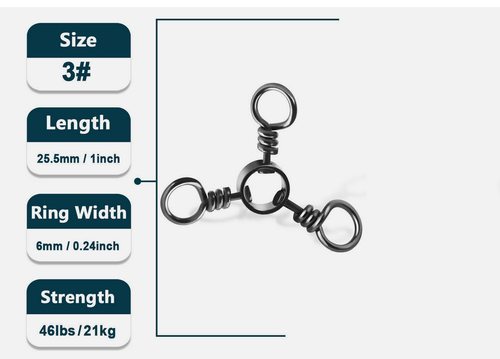 3 Way Swivel Fishing Tackle Saltwater Stainless Steel Fishing Lures Connector - Picture 30 of 37