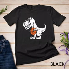 2025/Trex Dinosaur Basketball Cute Sports Baller Player Kids Boys Unisex T-shirt