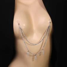 Women Nipple Rhinestone Dollar Jewel Waist Metal Sexy Bikini Body chain 30881