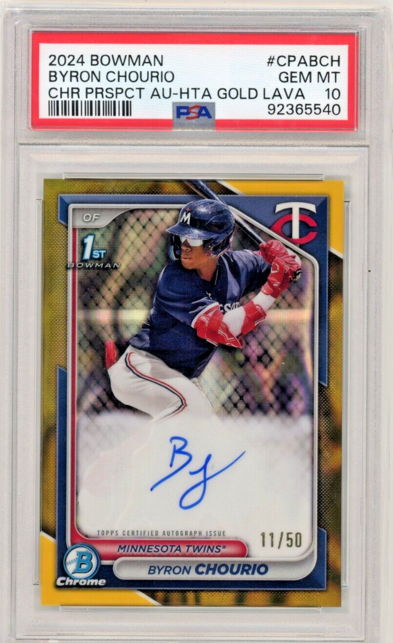 2024 Bowman Chrome Byron Chourio 1st Gold Lava Refractor Auto /50 PSA 10 GEM