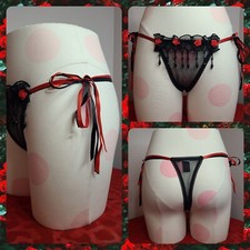 Rare Vintage Frederick's Of Hollywood Beaded Fringe Side Tie Thong Panty OS   