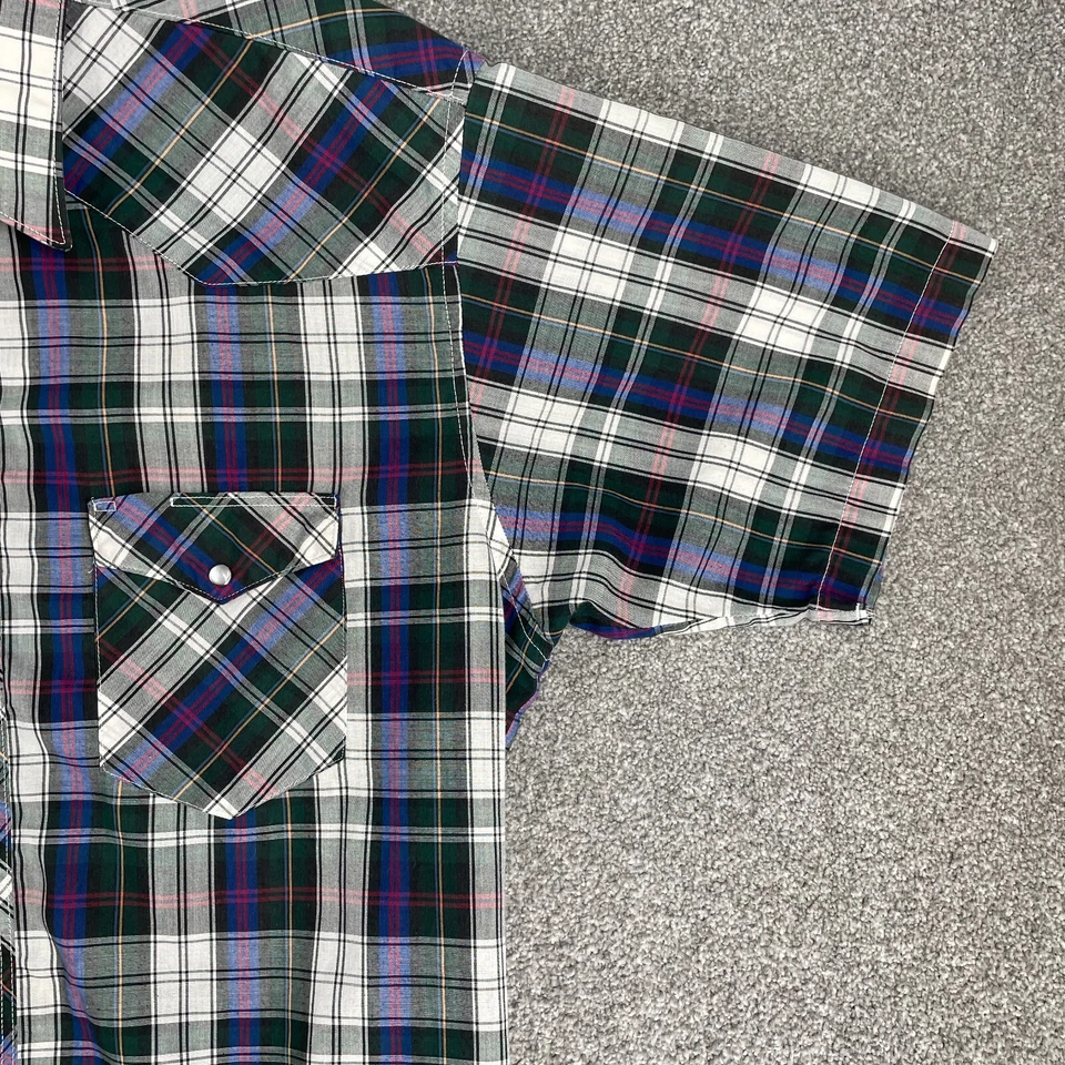 Camisa Wrangler VINTAGE 17.5 Multicolor Brushpopper Western Cowboy X Cauda Longa - Imagem 4 de 4