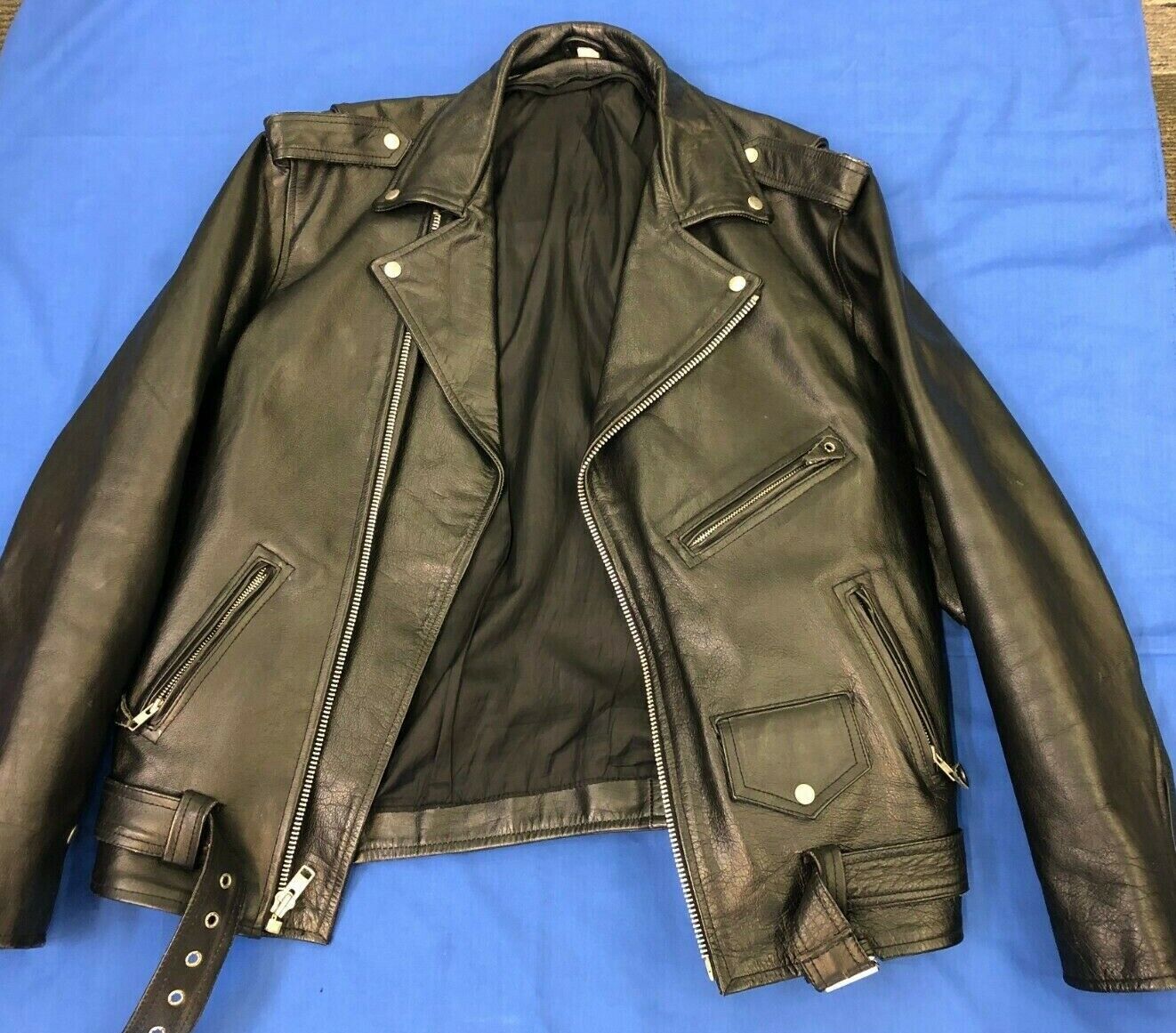 Vintage Genuine Leather Jacket Retro Greaser Punk… - image 1