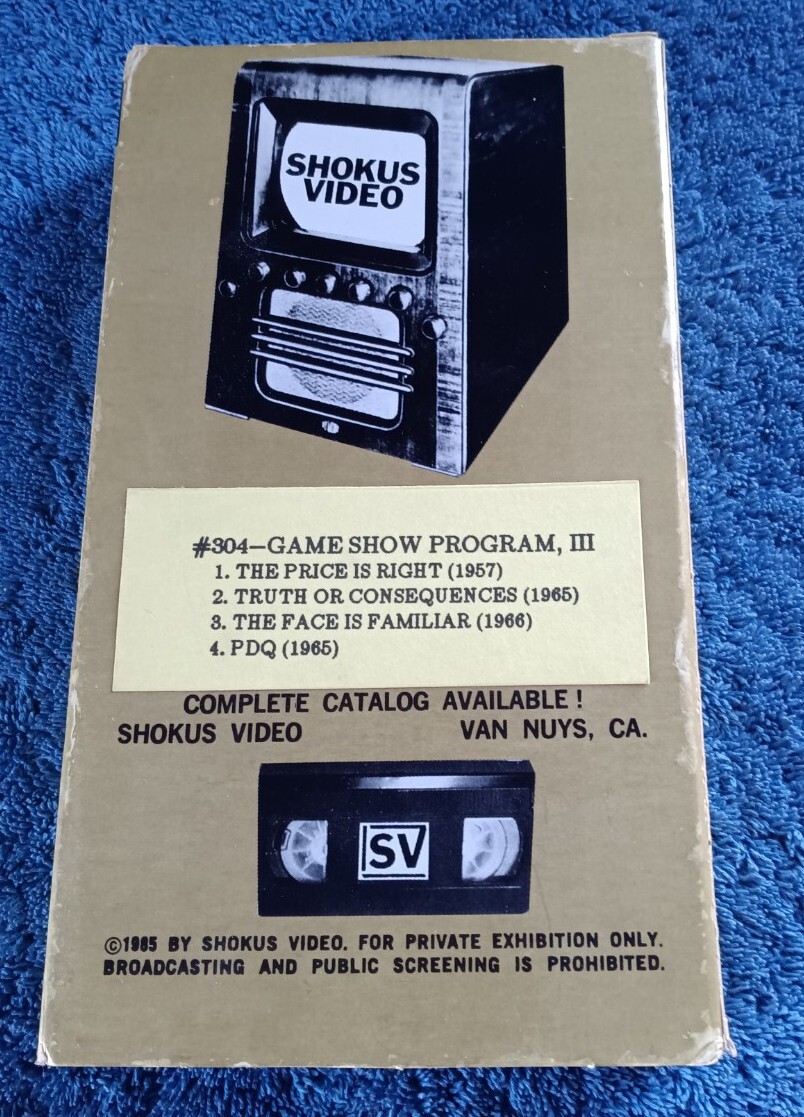 Shokus Video Vintage Game Shows VHS Price Is Right Truth Or