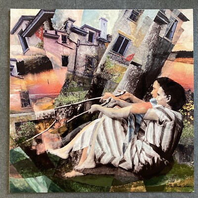 BY THE LAKE, sunset, collage, color, nostalgia, architecture, Giclée print