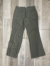 Gap Wide Leg Linen Pants Womens Size 2 High Rise Olive Green 29X29 Fast Shipping