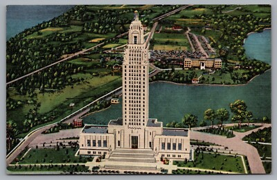 #ad Baton Rouge State Capitol Louisiana. Vintage Linen Postcard TS 88 $2.99