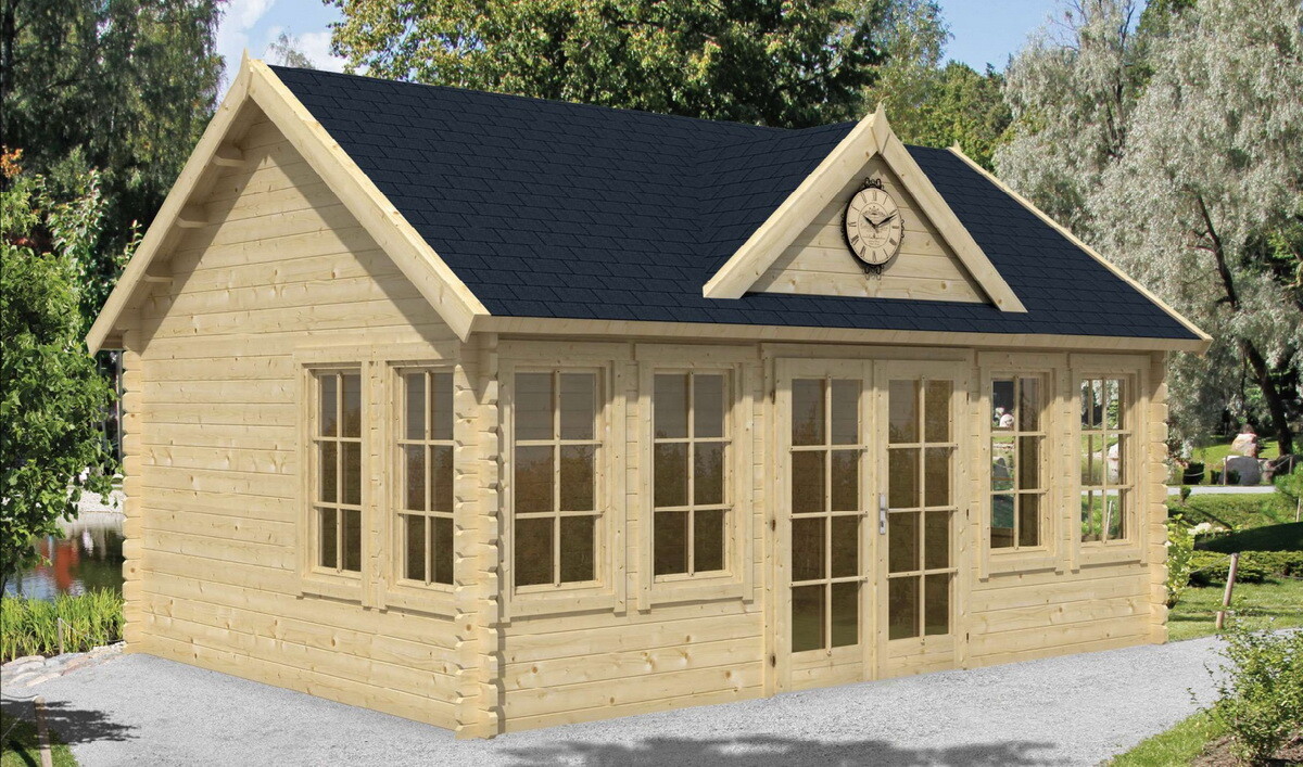 Gartenhaus Clockhouse Blockhaus 550x400cm Holzhaus 44mm Geratehaus Schuppen Holz Gunstig Kaufen Ebay